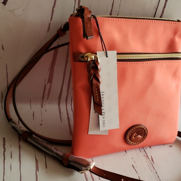 Dooney & Burke small  canvas crossbody bag bright orange - Picture 2 of 6